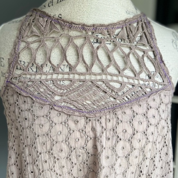 Free People I Got My Eyelet on You Top in Taupe - Picture 2 of 4